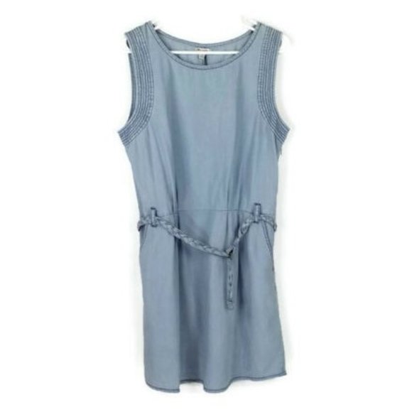Bootheel Trading Co Cheryl Crow Blue Sleeveless Belted Denim Dress Womens Large - Picture 1 of 11